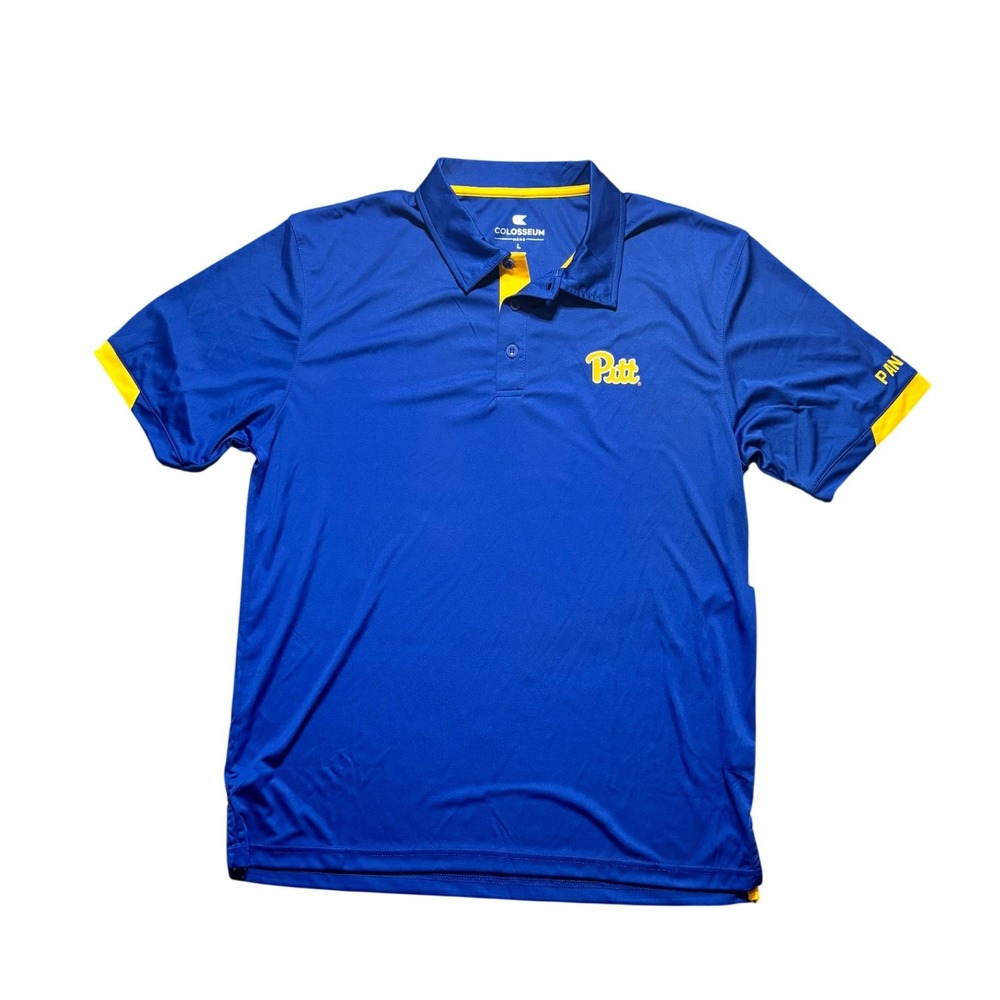 Colosseum Pitt Panthers Mens Large Blue Gold Polo Shirt FFPS10225 NWT
